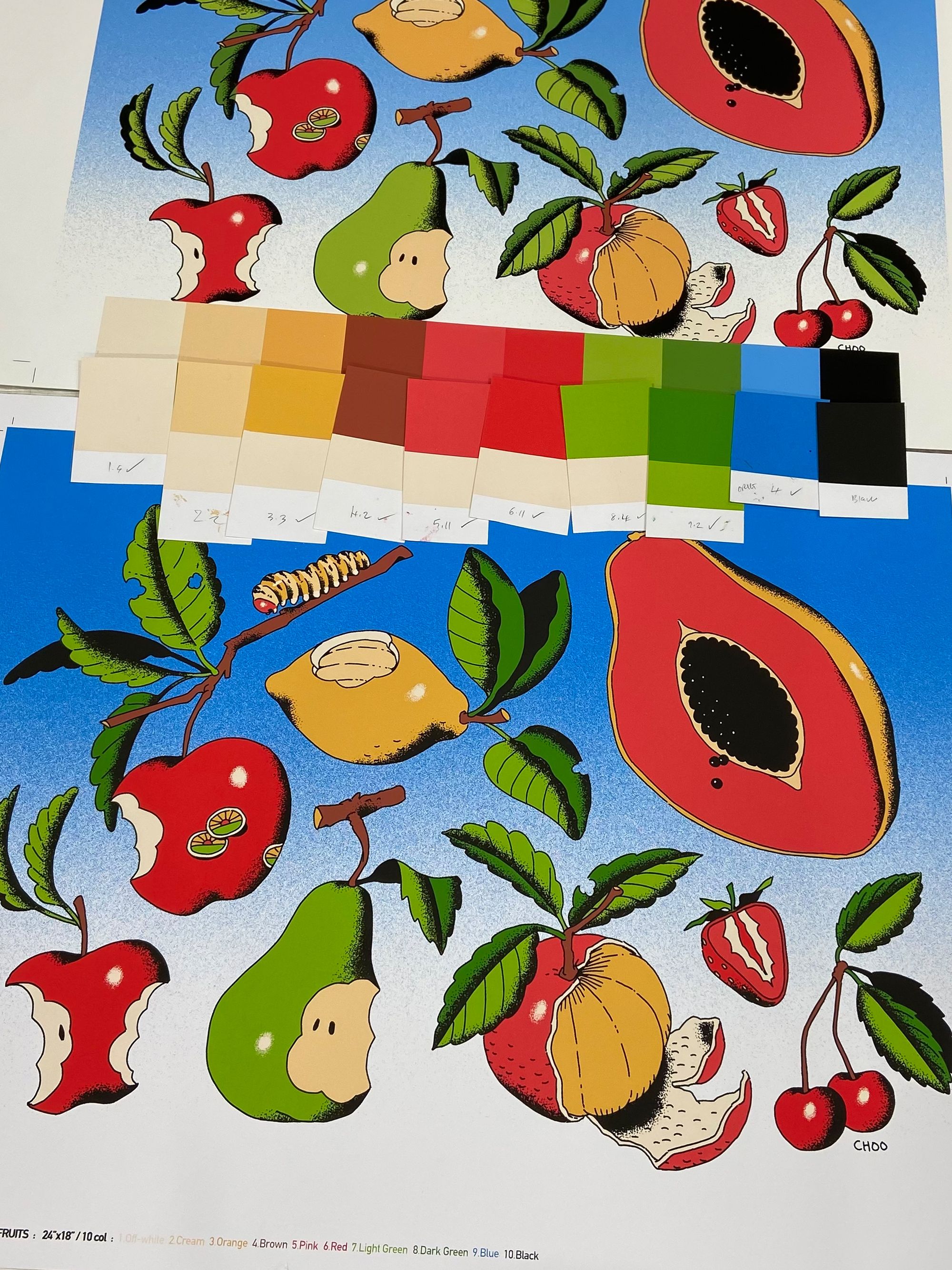 Fruit Bowl by Choo is beautiful and bright, and a great reason to talk about ink mixing.