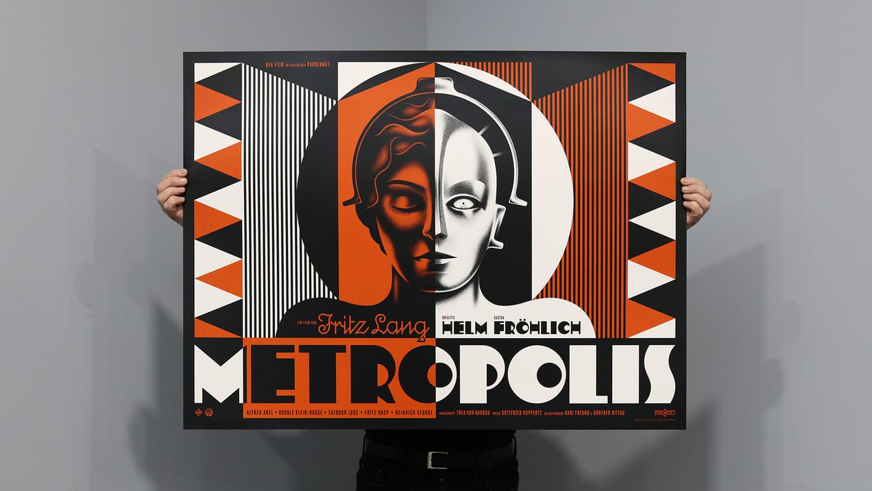 A new Metropolis film poster silkscreen printed in quad size by White Duck Editions